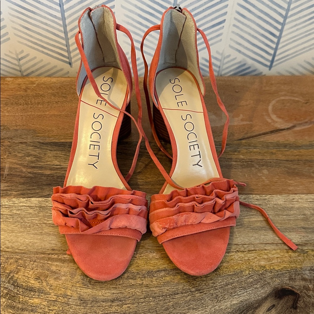 Sole Society Coral Ruffle Ankle Sandals